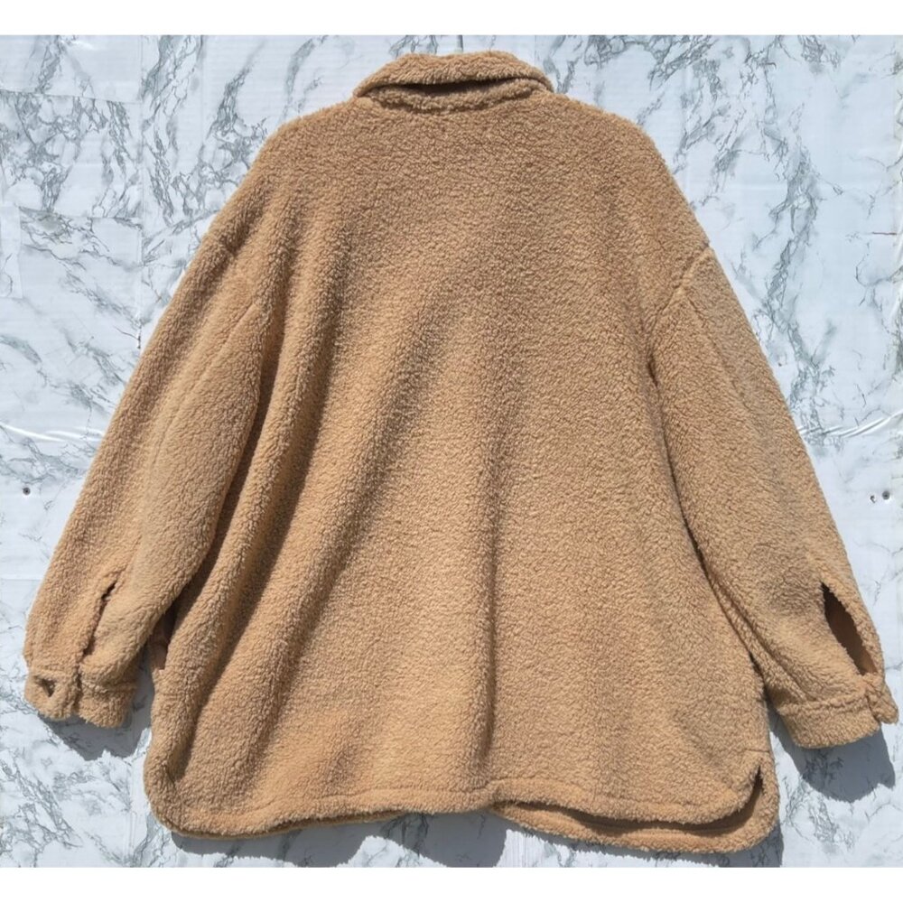 Maurice’s 2X Tan Sherpa Fleece Oversized Button-Up Jacket Front & side pockets - Picture 5 of 8